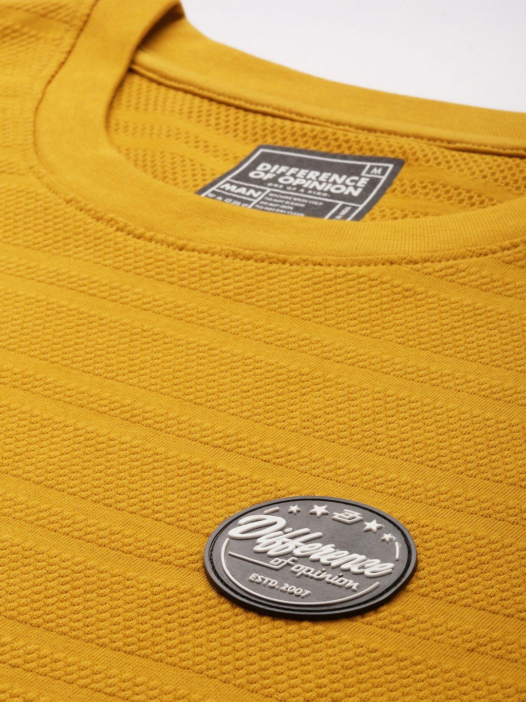 Difference of Opinion Mustard Self-Design Oversized T-shirt