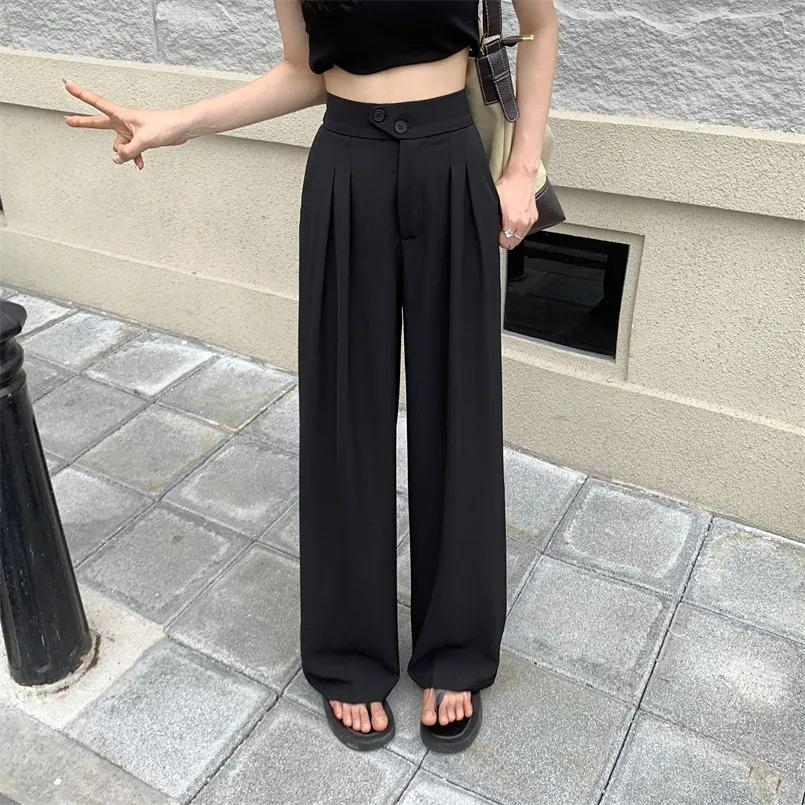 Womens Comfortable High Waist Loose Straight Wide Leg Pant