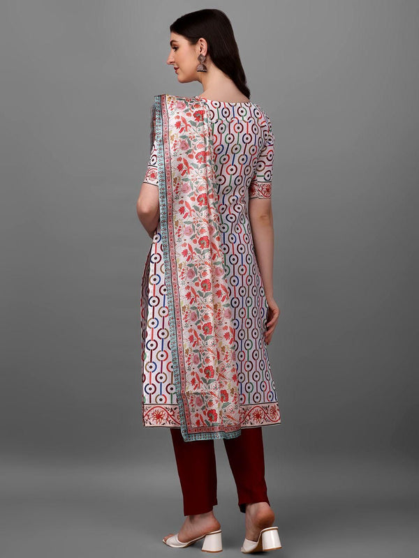 Straight Printed Round Neck Women Kurta Set