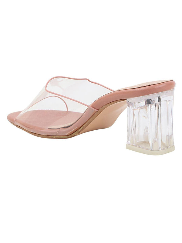 Womens Transparent Block Heels Stylish Sandal