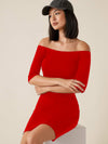 Elegant Red Off Shoulder Party Dress for Women - Clothovia
