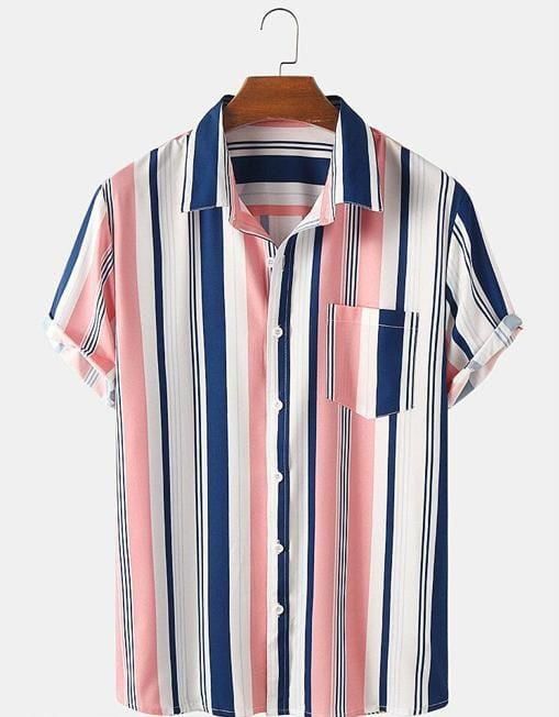 Rayon Stripes Half Sleeves Regular Fit Mens Casual Shirt