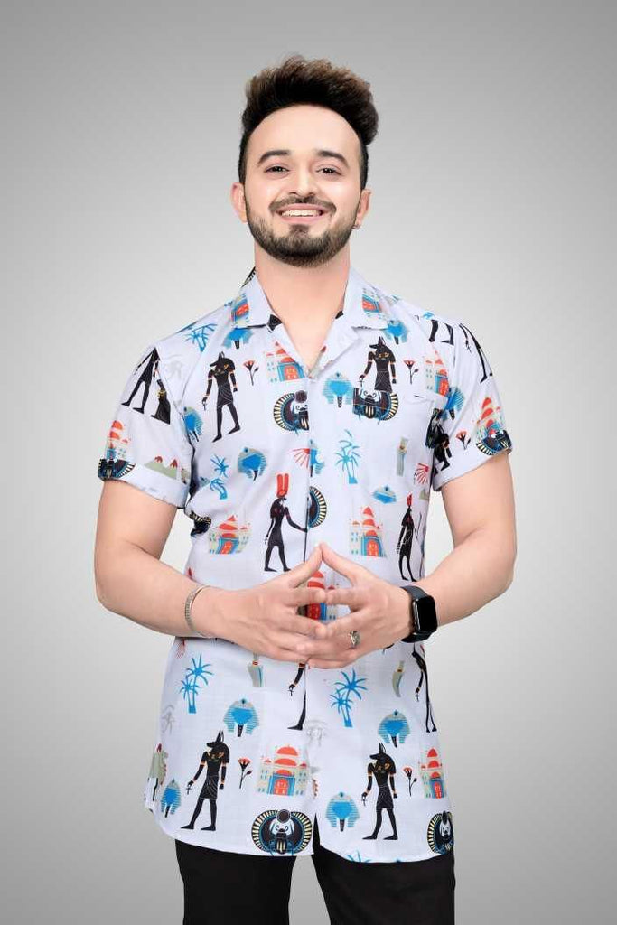 Lycra Printed Mens Shirt