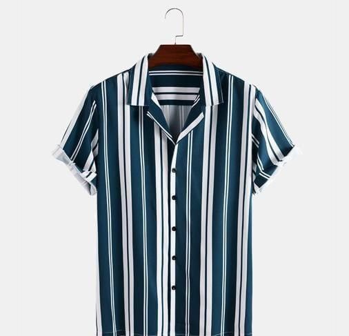 Rayon Stripes Half Sleeves Regular Fit Mens Casual Shirt