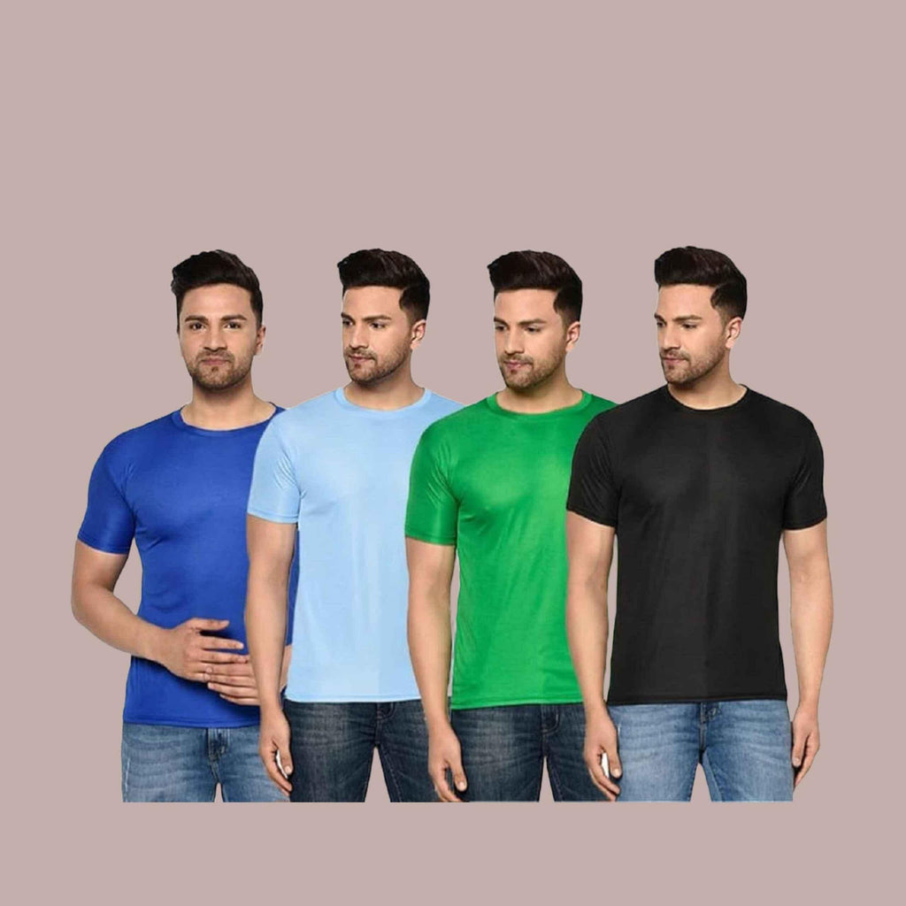 Fidato Mens Pack Of 4 Half Sleeves Round Neck T-shirt With Pack Of 2 Boxers Summer cap Wayfarer Sunglass And Digital Watch Sun UV Protection Hand Gloves