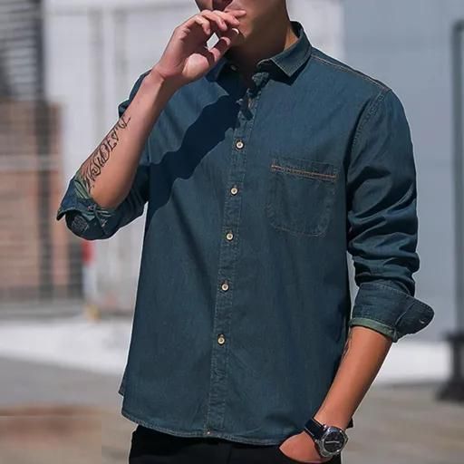 Cotton Solid Full Sleeves Mens Casual Shirt