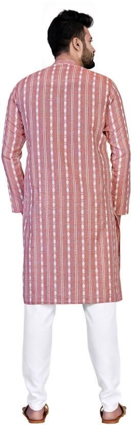 Men Woven Design Khadi Silk Straight Kurta