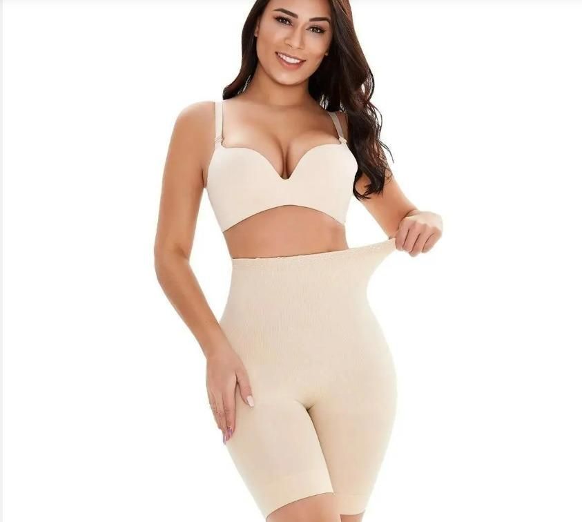 Tummy Tucker Womens High Waist with Anti Rolling Strips Shapewear for Womens Tummy Shaper Comfortable Seamless Shapewear Beige