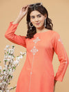 Coral Pink Straight Kurta for Women - Clothovia