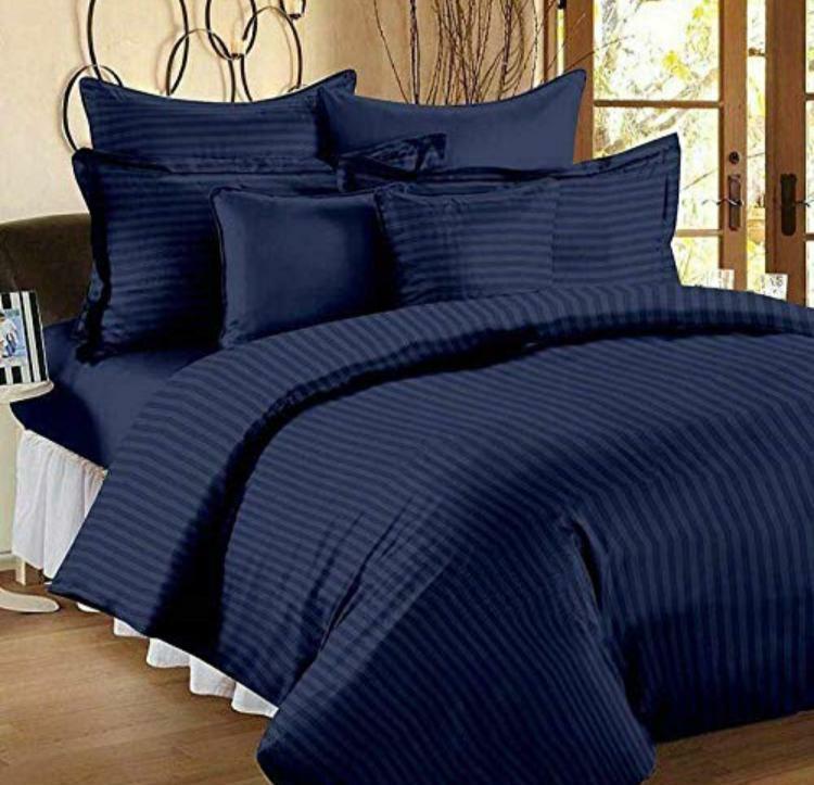 front view of Cotton Plain Stripes Double Bedsheet