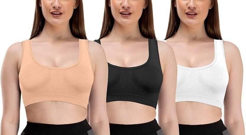 Womens Cotton Solid Non Padded Air Bra Pack of 3