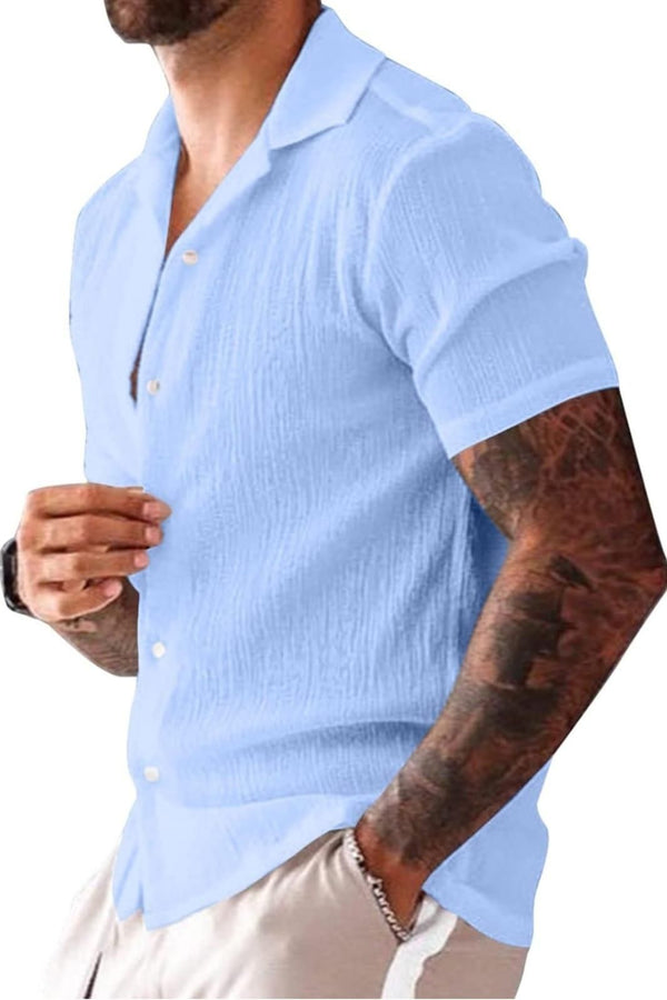 Mens Polycotton (Popcorn Fabric ) Solid Half Sleeves Casual Shirt