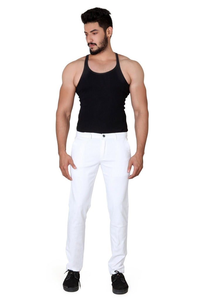 Cotton Solid Slim Fit Casual Trouser