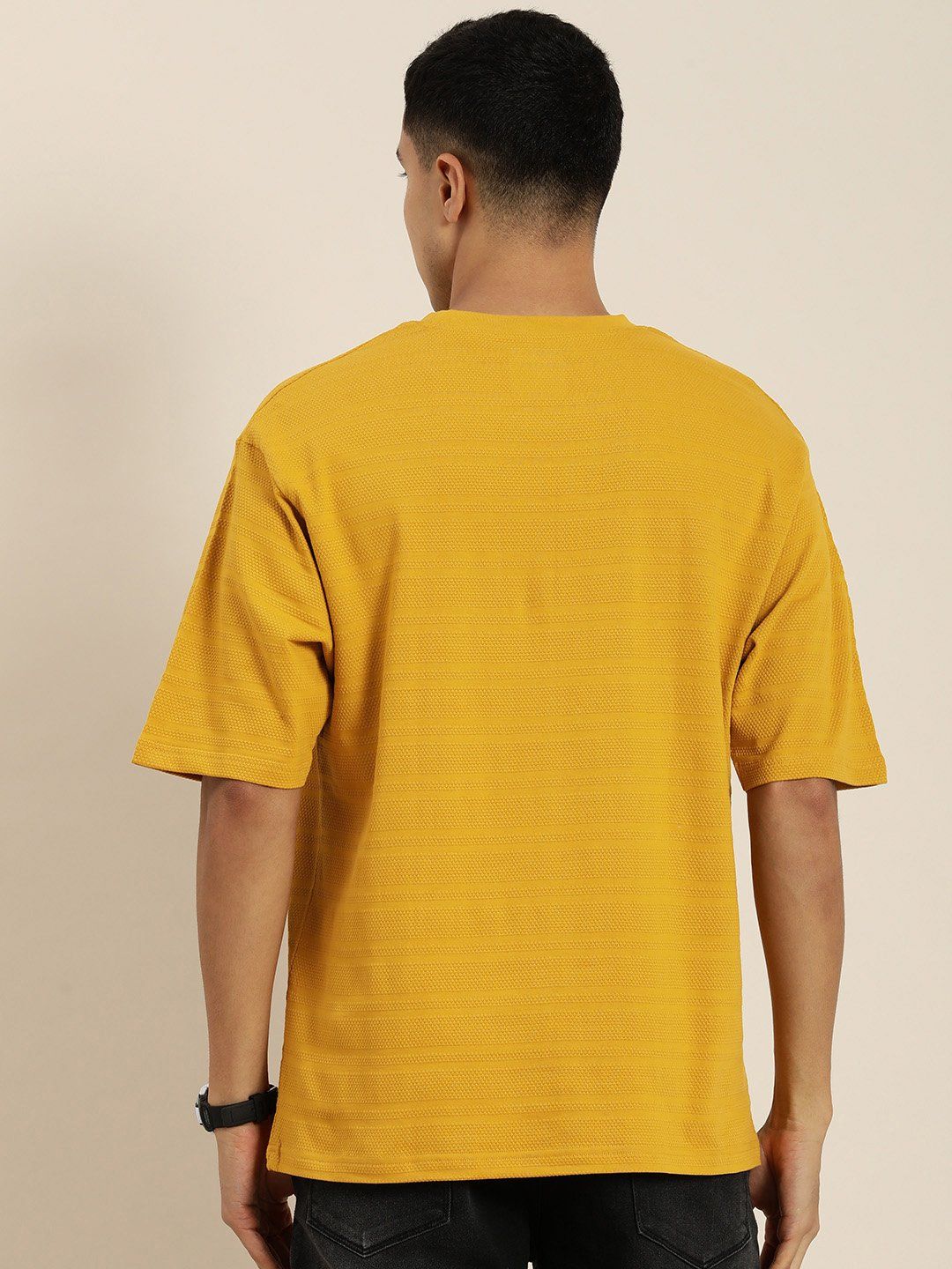 Difference of Opinion Mustard Self-Design Oversized T-shirt