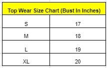 Womens Cotton Printed T-Shirt size chart