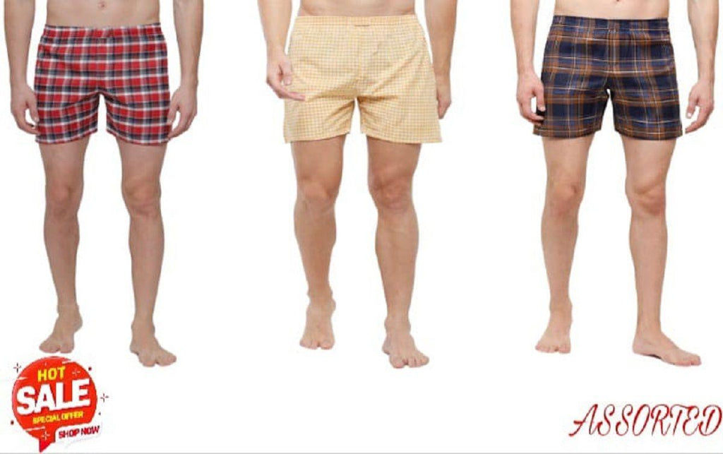 Fidato Mens Checkered Boxer Pack Of 3