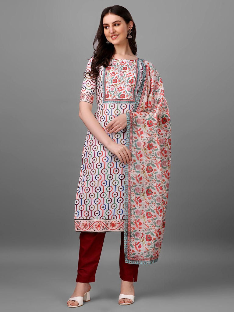 Straight Printed Round Neck Women Kurta Set