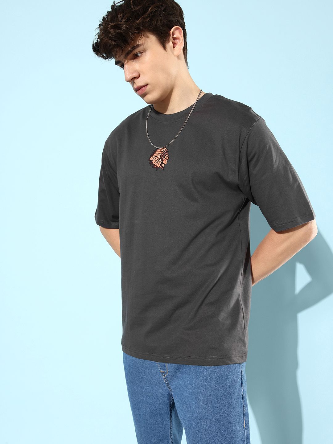 Difference of Opinion Grey Graphic Oversized T-Shirt