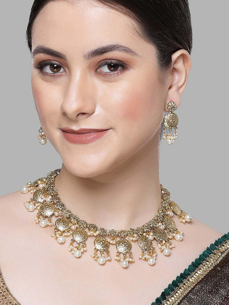 Karatcart Gold Plated Pearl and Kundan Jewellery Set for Women