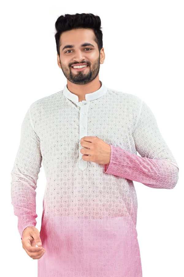 Mens Poly Cotton Digital Shehad Straight Kurta